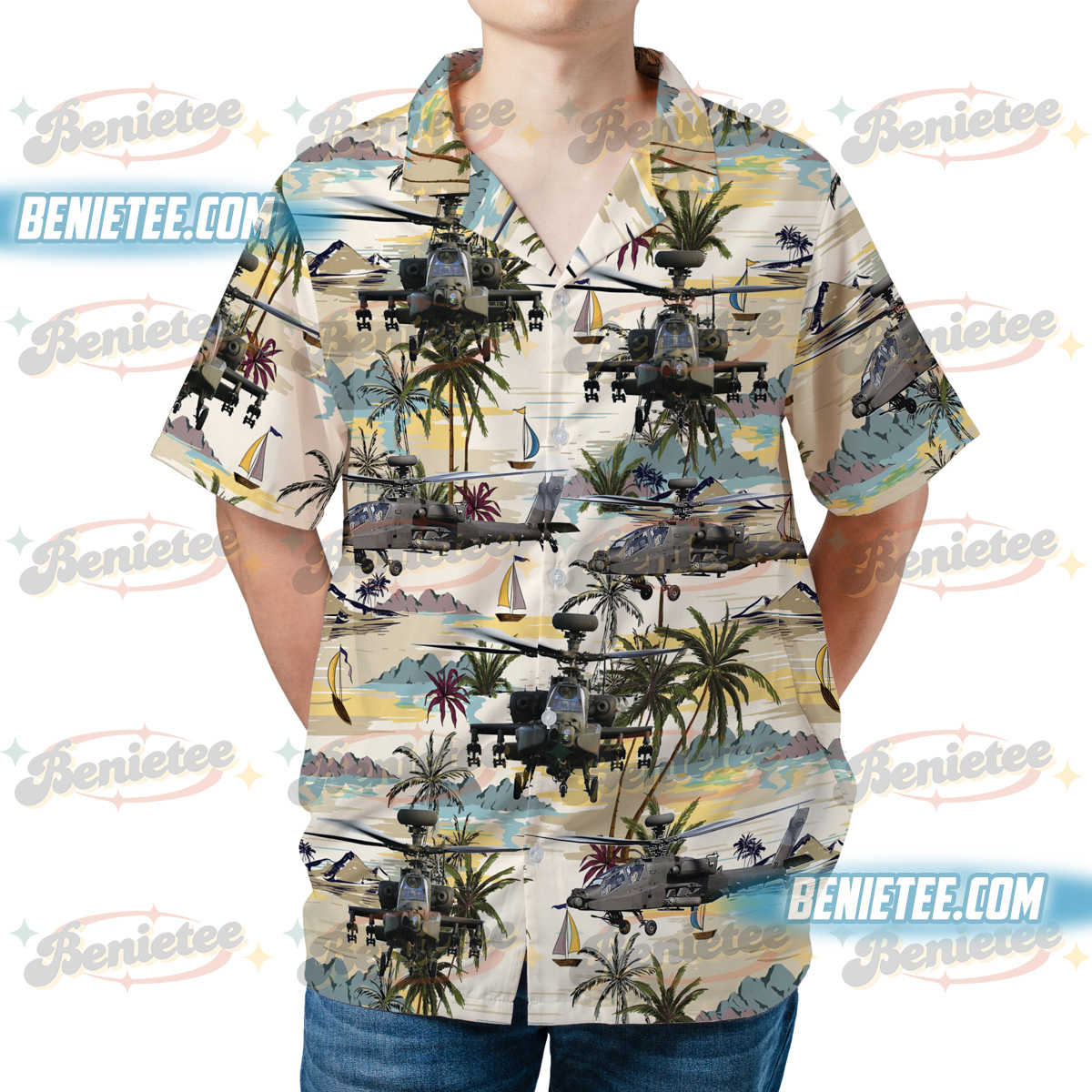 U.S. Army / Sikorsky UH-60 Black Hawk Hawaiian Shirt - Image 3