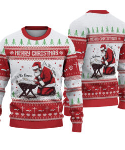 Vintage Santa Crewneck Sweatshirt, Nineties Retro Santa Claus Ugly Christmas Sweater , Christmas Women Men Top Holiday Reindeer Lover Gift Xmas Sweater