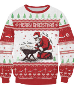 Alternative view of Vintage Santa Crewneck Sweatshirt, Nineties Retro Santa Claus Ugly Christmas Sweater , Christmas Women Men Top Holiday Reindeer Lover Gift Xmas Sweater