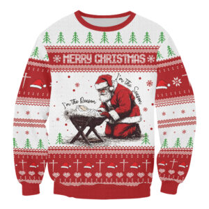 Alternative view of Vintage Santa Crewneck Sweatshirt, Nineties Retro Santa Claus Ugly Christmas Sweater , Christmas Women Men Top Holiday Reindeer Lover Gift Xmas Sweater