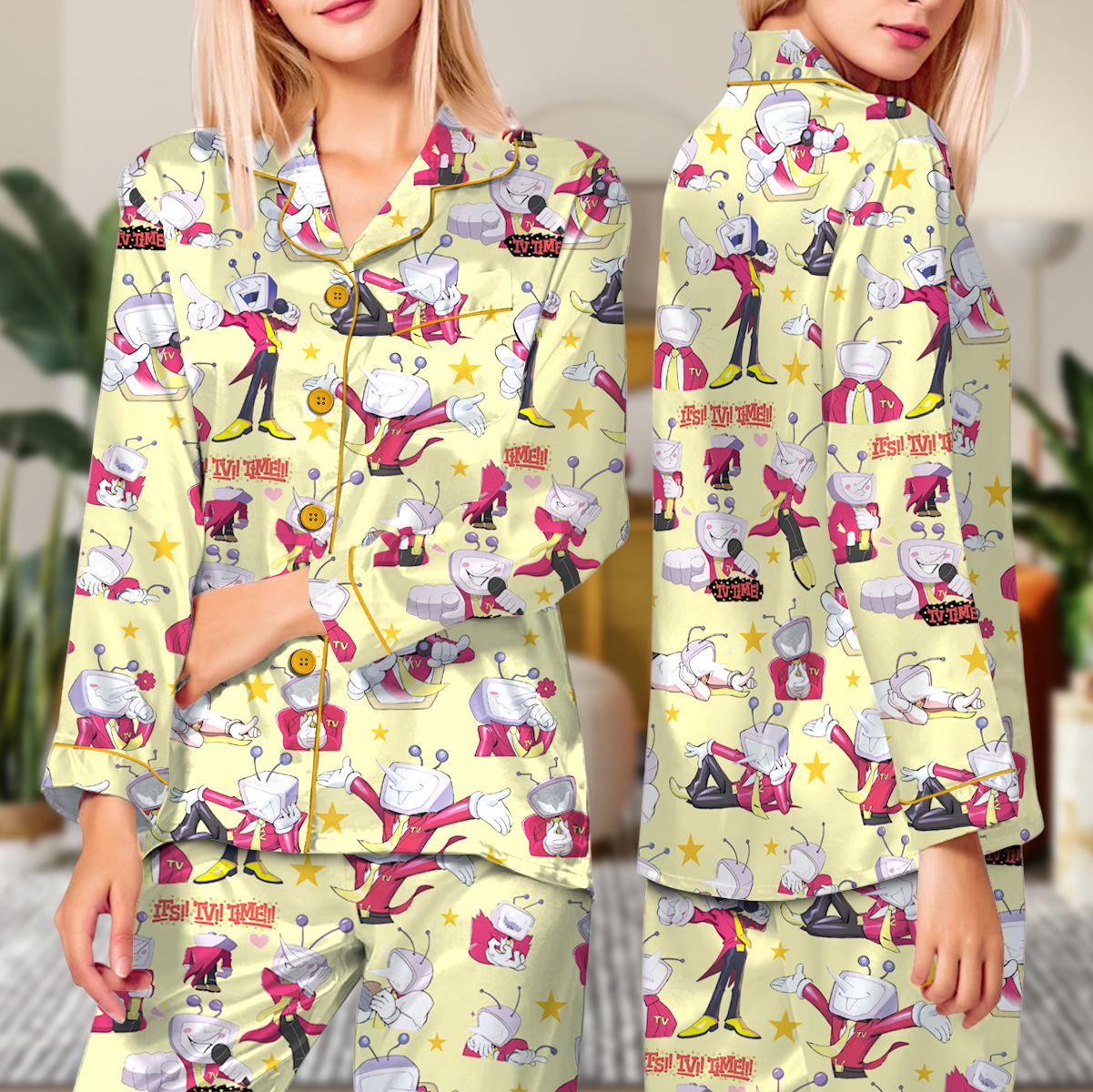 Tenna Deltarune ITS TV TIME Game Pajamas Set Long - Image 3
