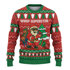 Alternative view of Funny Santa Ugly Christmas Sweater, Music Lover Holiday Pullover, Party Santa Xmas Sweatshirt For Men Women