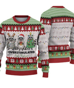 Raccoon Christmas Sweatshirt, Feral and Festive Ugly Sweater, Christmas Raccoon Feral Sweater, Raccoon Feral Shirt