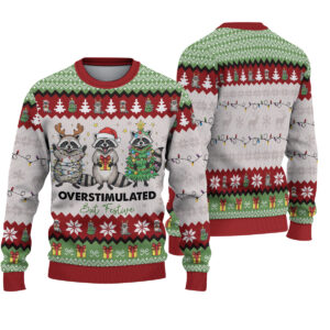 Raccoon Christmas Sweatshirt, Feral and Festive Ugly Sweater, Christmas Raccoon Feral Sweater, Raccoon Feral Shirt