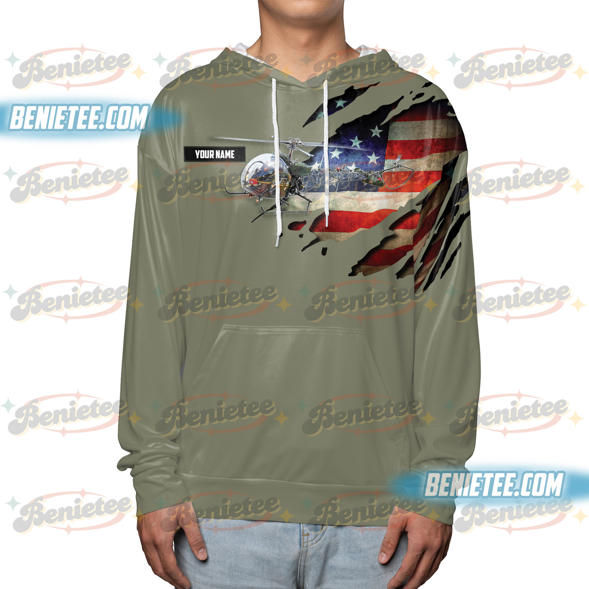 U.S. Army Bell H-13 Sioux Hoodie 3D - Image 3