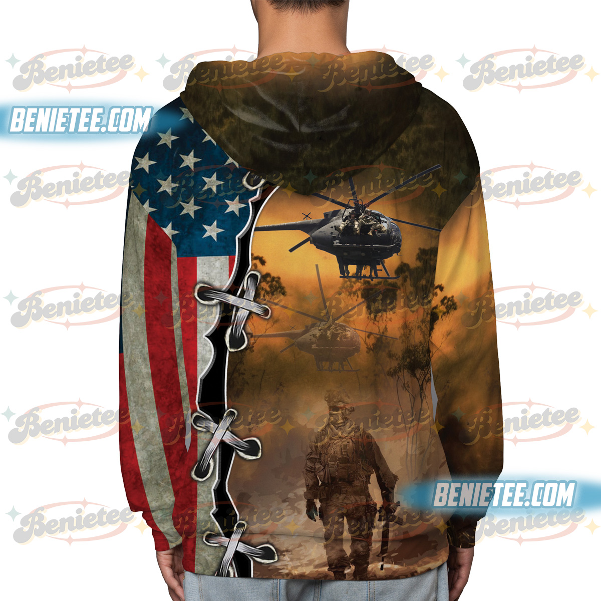 U.S. Army MD Helicopters MH-6 Little Bird Hoodie 3D - Image 3