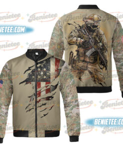 Memorial Day Bomber Jacker, Land of the brave Shirt, Patriotic American Flag Shirt, Army Shirt, Heart Memorial Day Shirt