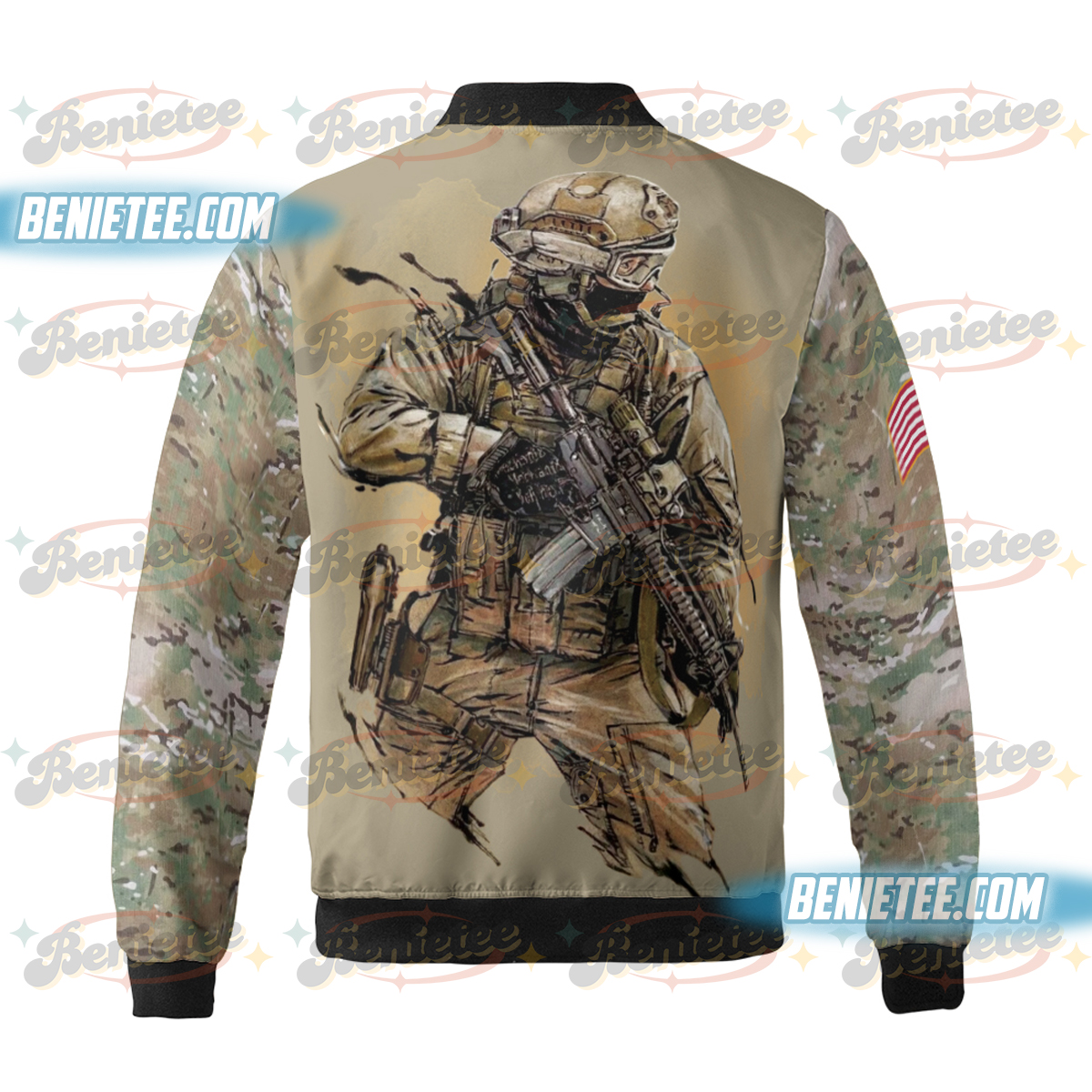 Memorial Day Bomber Jacker, Land of the brave Shirt, Patriotic American Flag Shirt, Army Shirt, Heart Memorial Day Shirt - Image 3