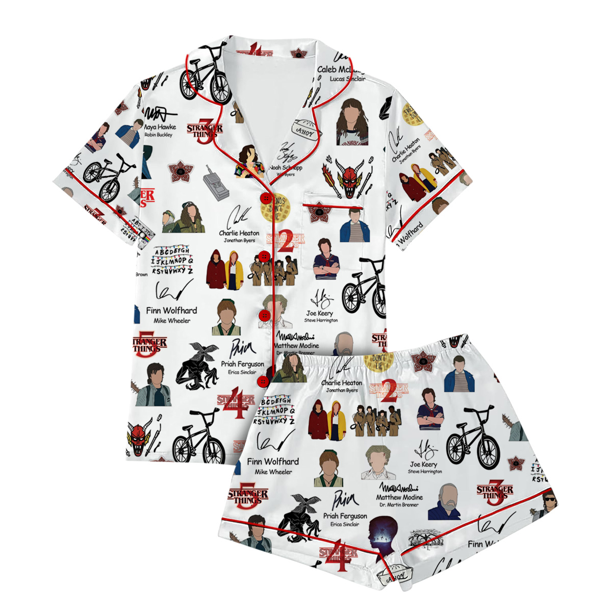 Vinntage Strannger Things Characters All Team Pajamas Set Short - Image 4