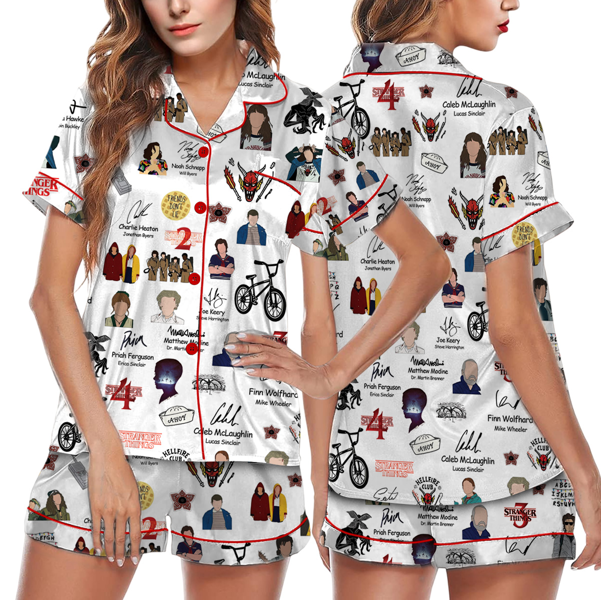 Vinntage Strannger Things Characters All Team Pajamas Set Short