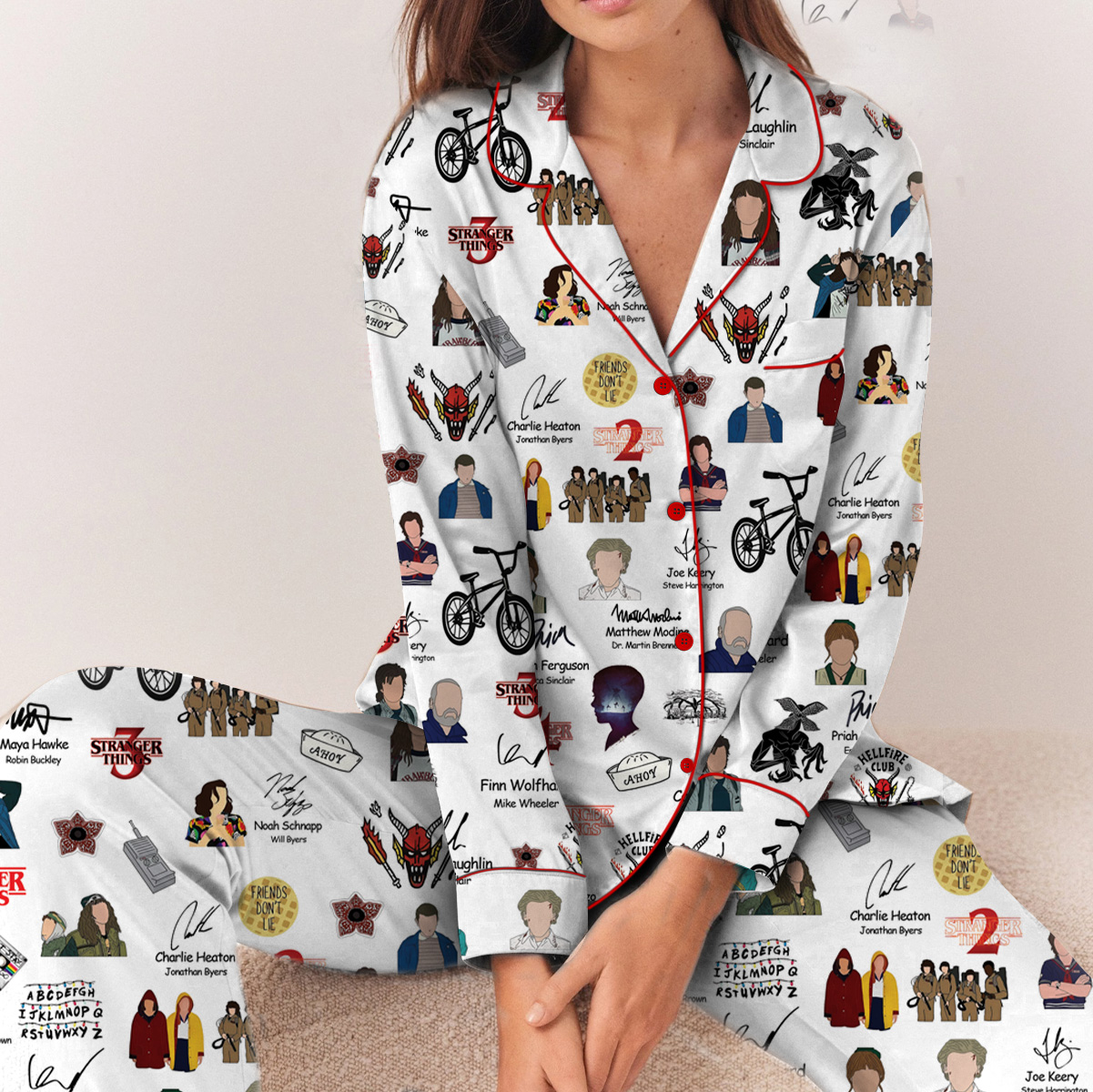 Strannger Things Characters All Team Pajamas Set Long