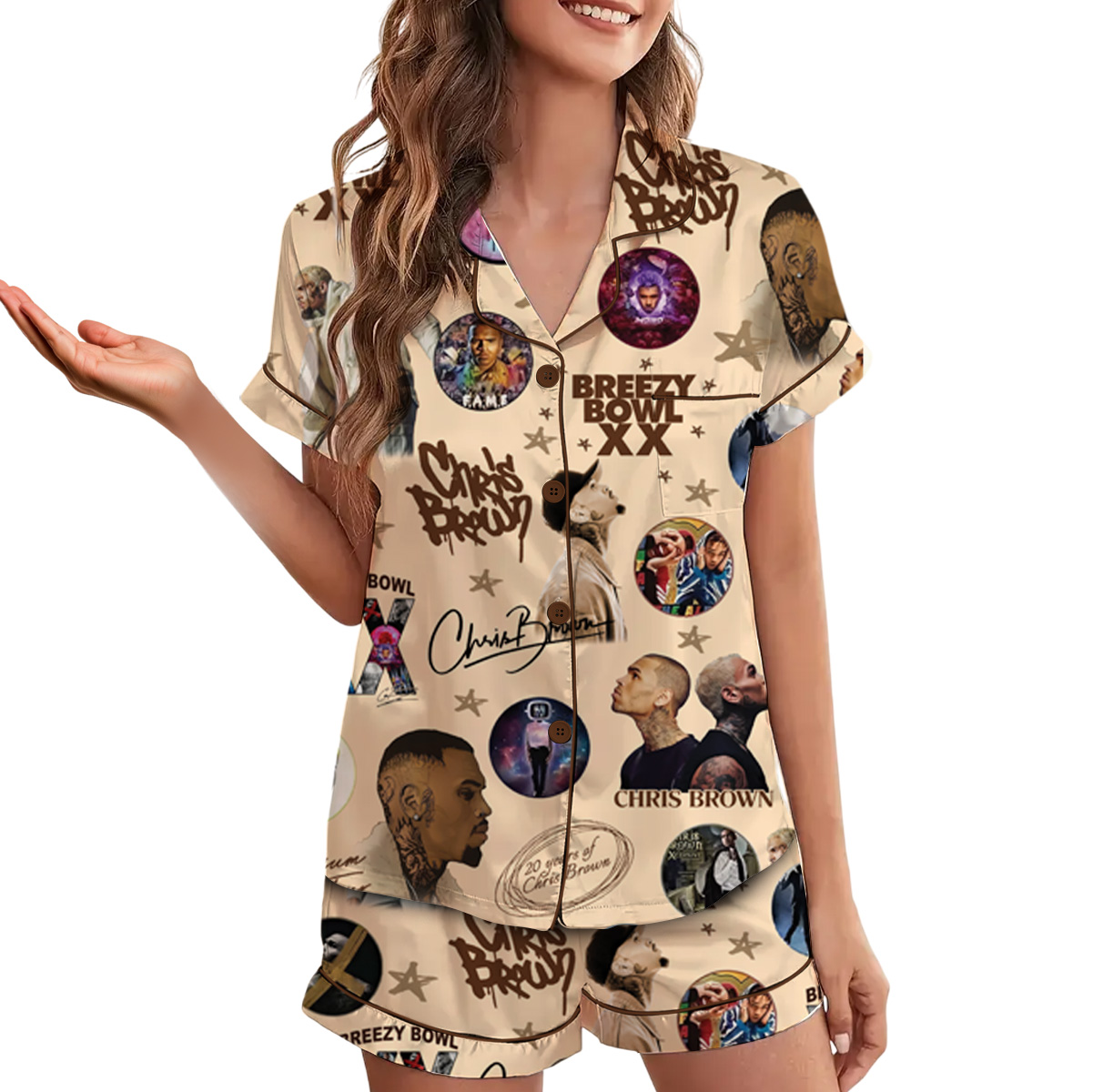 Chris Brown Tour Breezy Bowl XX Pajamas Set Short - Image 4