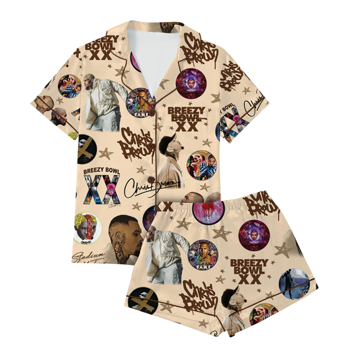 Chris Brown Tour Breezy Bowl XX Pajamas Set Short - Image 3