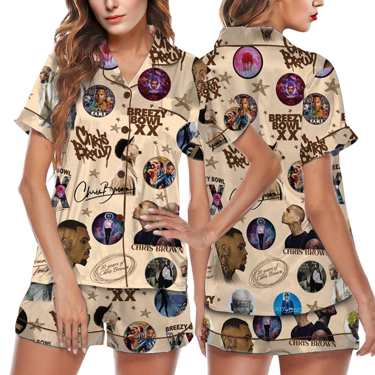 Chris Brown Tour Breezy Bowl XX Pajamas Set Short - Image 2