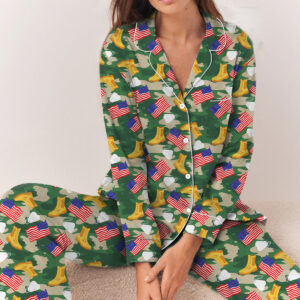 Military Girly Shirt, Camo Bow Army Pajamas Set Long, Patriotic Veteran Graphic T-Shirt, Support Our Troops Shirt, Army Mom Gift, USA Pride Tee