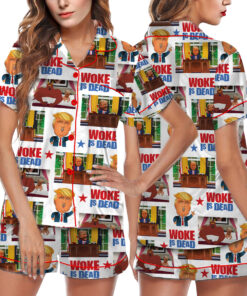 Woke is dead Funny Meme hot summer Silly Pajamas Short, Funny Trump in the Show South Park Unisex Softstyle T-Shirt