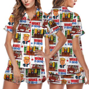 Woke is dead Funny Meme hot summer Silly Pajamas Short, Funny Trump in the Show South Park Unisex Softstyle T-Shirt