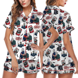 Drink Dr Pepper Set Short, Good for Halloween Pajamas Set, Scary Movie Shirt, Funny Halloween Shirt