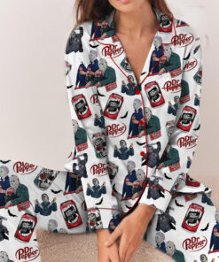 Drink Dr Pepper Pajamas Set Long, Good for Halloween Pajamas Set, Scary Movie Shirt, Funny Halloween Shirt