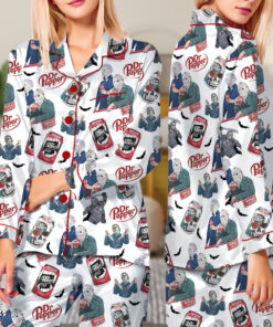 Alternative view of Drink Dr Pepper Pajamas Set Long, Good for Halloween Pajamas Set, Scary Movie Shirt, Funny Halloween Shirt