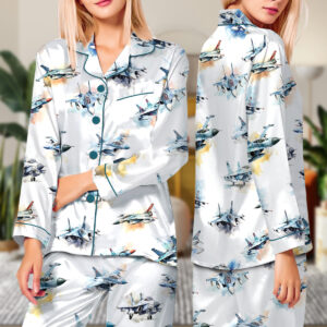Aircraft Fighter Jets Pajamas Set Long, Military Airplane Pajamas