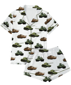Sherman Tank WW2 T-Shirt for Military Fans, Funny Army Pajamas Set Short