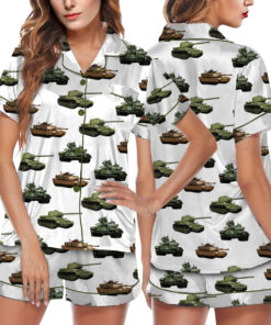 Alternative view of Sherman Tank WW2 T-Shirt for Military Fans, Funny Army Pajamas Set Short