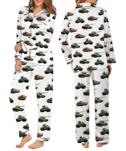 Alternative view of Sherman Tank WW2 T-Shirt for Military Fans, Funny Army Pajamas Set Long
