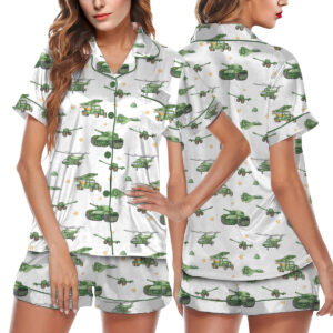 United States Veteran Pajamas Set Short, Tanks & Helicopter Graphic, Patriotic Military Tee