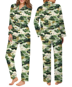 Alternative view of Army Tank Pajamas Set Long, Battle Pajamas, Military School T-shirt World War