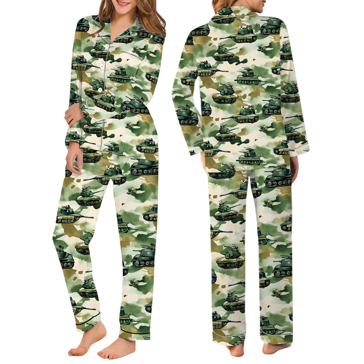 Army Tank Pajamas Set Long, Battle Pajamas, Military School T-shirt World War - Image 2