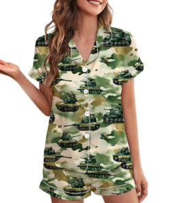 Army Tank Pajamas Set Short, Battle Pajamas, Military School T-shirt World War