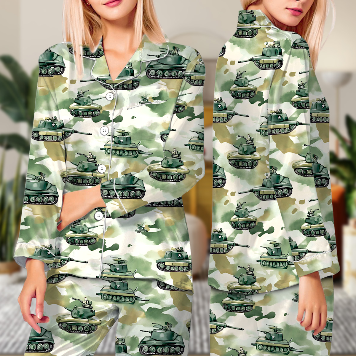 Army Tank Pajamas Set Long, Battle Pajamas, Military School T-shirt World War - Image 3