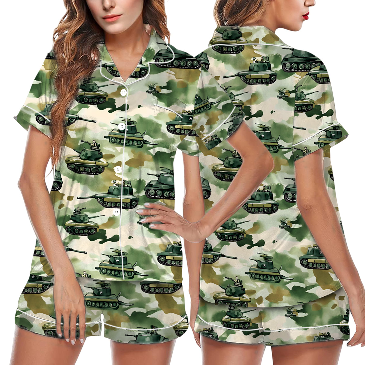 Army Tank Pajamas Set Short, Battle Pajamas, Military School T-shirt World War - Image 2