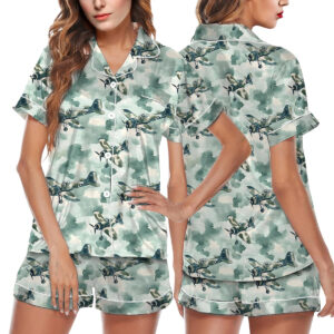 WWII US Fighter Jet Aircraft World War II Vintage Airplanes Pajamas Set Short
