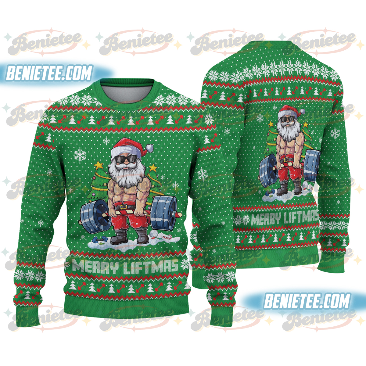 Weightlifting Santa Ugly Sweater, Funny Christmas Shirt, Fitness Merry Liftmas Shirt, Christmas Gym T-shirt