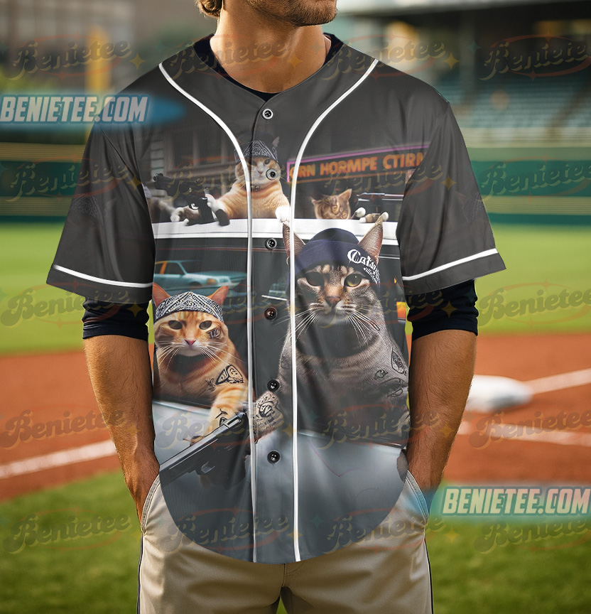 Cat Lovers Gift, Cute Cat Baseball Jersey, Funny Animal Shirt, Funny Car Jersey - Image 2
