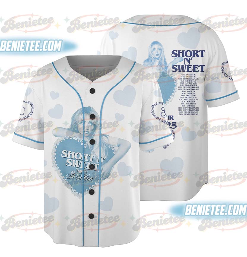 Short n' Sweet Kiss Graphic Baseball Jersey, Sabrina Carpenter Music Jersey
