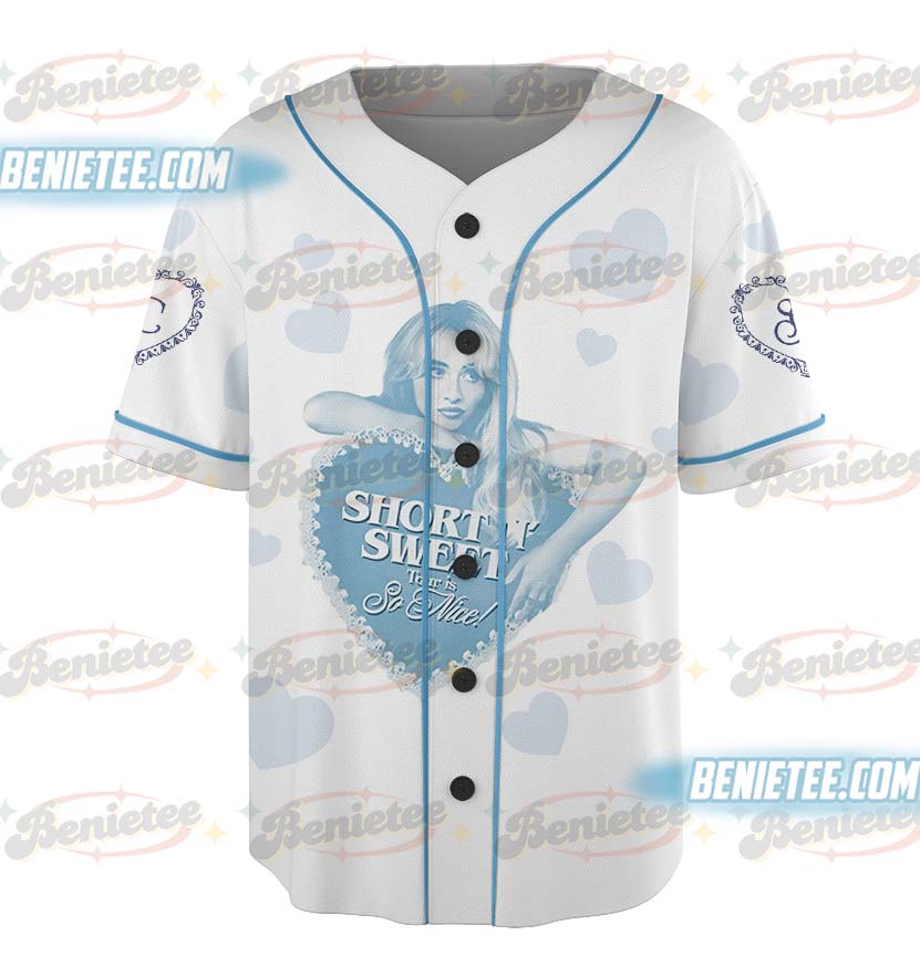 Short n' Sweet Kiss Graphic Baseball Jersey, Sabrina Carpenter Music Jersey - Image 2