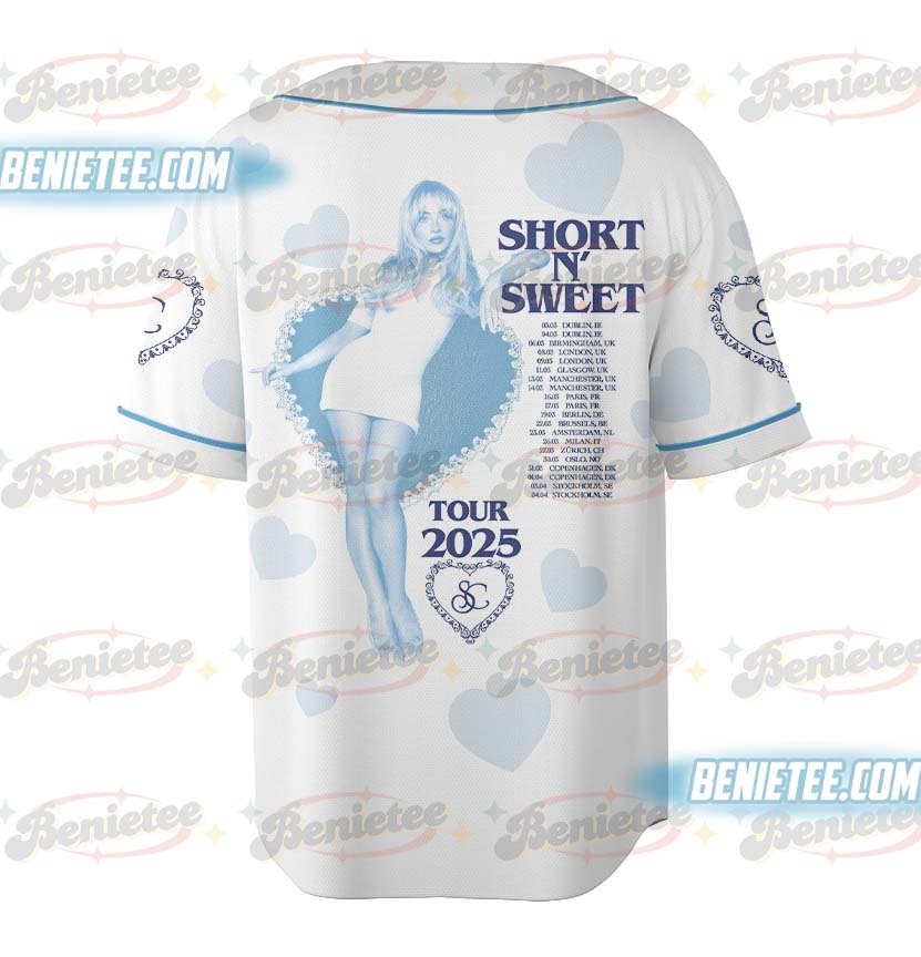 Short n' Sweet Kiss Graphic Baseball Jersey, Sabrina Carpenter Music Jersey - Image 3