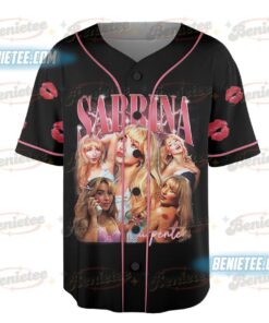 Alternative view of Sabrina Carpenter Vintage Baseball Jersey, Retro Pop Music Fan Merch, Iconic Singer Collage Concert Top