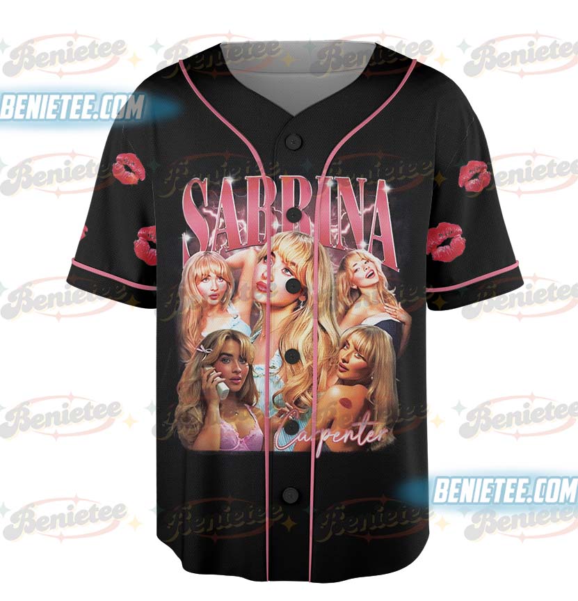 Sabrina Carpenter Vintage Baseball Jersey, Retro Pop Music Fan Merch, Iconic Singer Collage Concert Top - Image 2