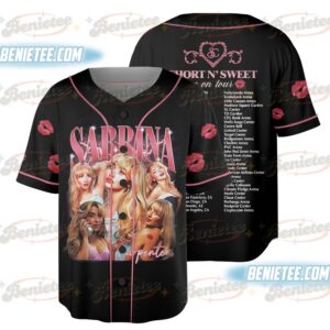 Sabrina Carpenter Vintage Baseball Jersey, Retro Pop Music Fan Merch, Iconic Singer Collage Concert Top