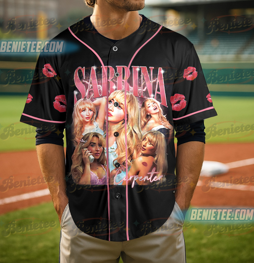 Sabrina Carpenter Vintage Baseball Jersey, Retro Pop Music Fan Merch, Iconic Singer Collage Concert Top - Image 4