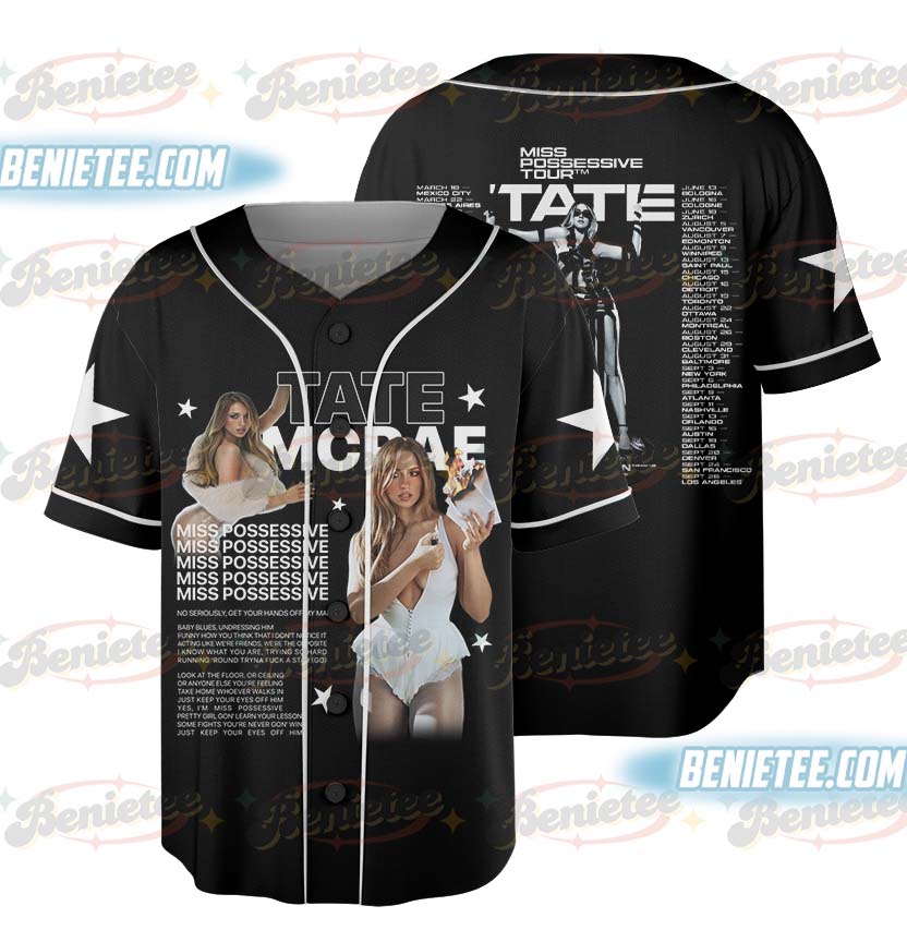 Tate McRae Baseball Jersey, Tate McRae 2025 Concert Jersey, Tate McRae Miss Possessive Tour 2025 Shirt