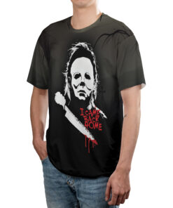 Alternative view of Halloween Horror Movie Michael Myers Hockey Shirt 3D