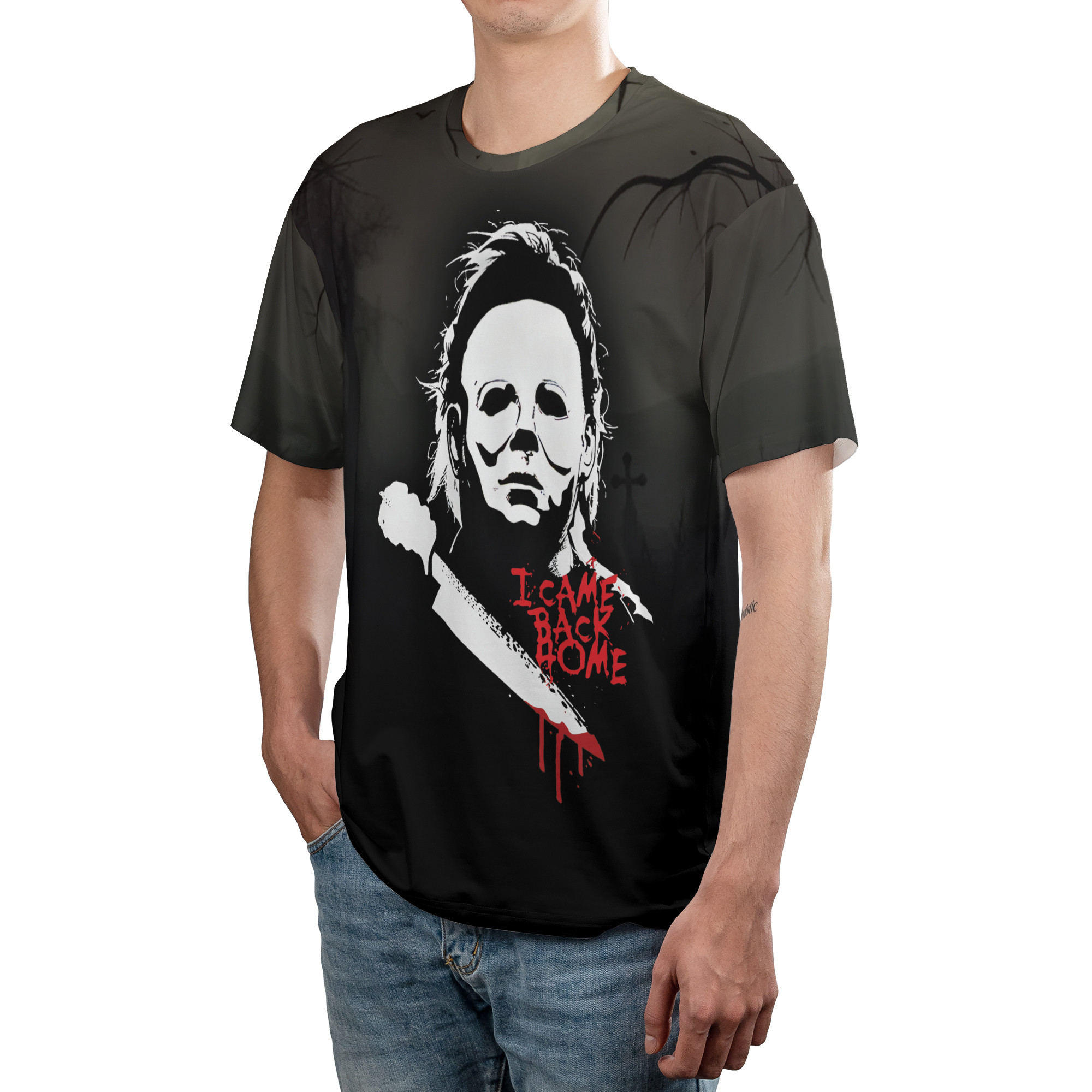 Halloween Horror Movie Michael Myers Hockey Shirt 3D - Image 2