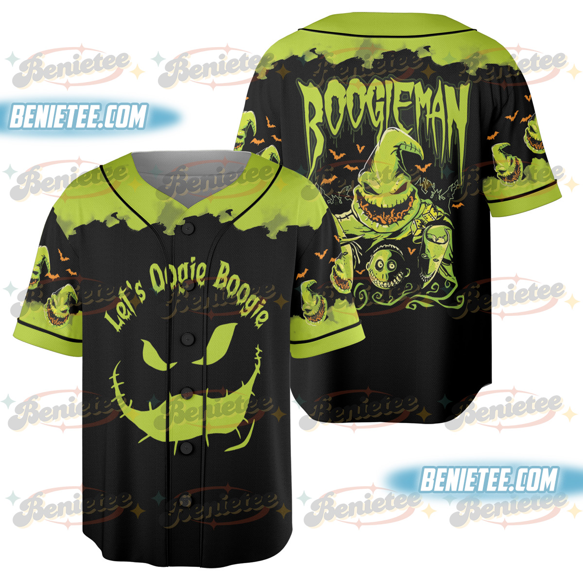 Halloween Boogie Baseball Jersey, The Nightmare Before Christmas, Oogie Boogie Jersey - Image 3