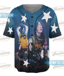 Alternative view of Billie Eilish “Hit Me Hard and Soft” Blue Grid Baseball Jersey