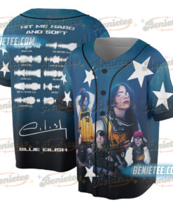 Billie Eilish “Hit Me Hard and Soft” Blue Grid Baseball Jersey